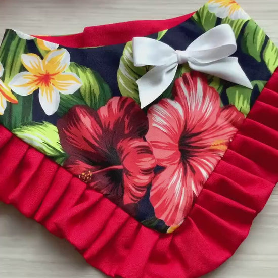 Tropical Hawaiian Dog Bandana with Ruffle