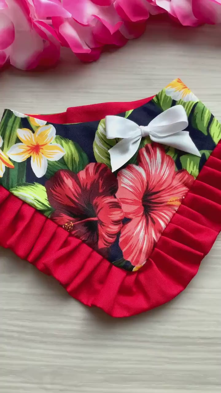 Tropical Hawaiian Dog Bandana with Ruffle