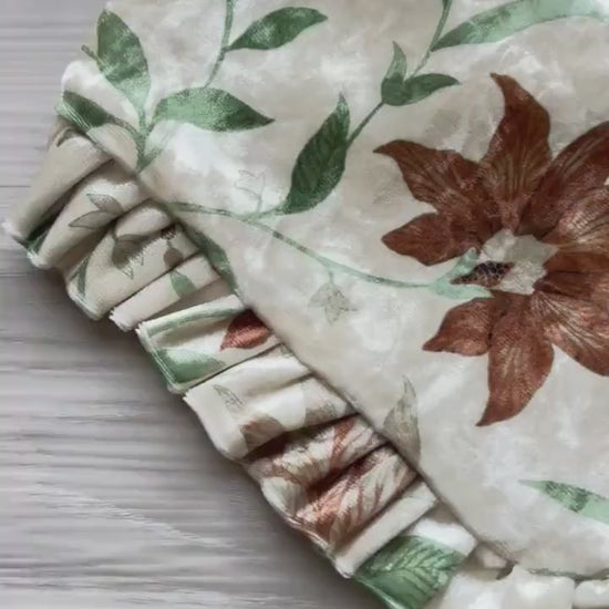 Floral Velvet Dog Bandana, Ruffled Snap-On Autumn Pet Scarf