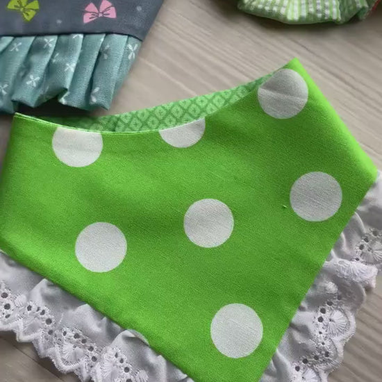 Spring Floral Ruffle Dog Bandana, Lyme Awareness, Matching Hair Bow