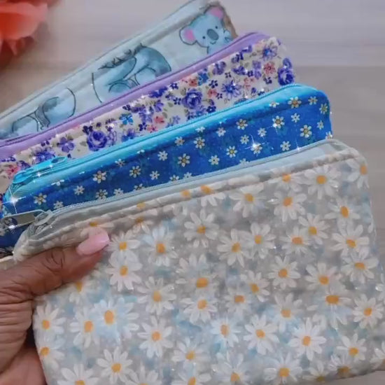 zipper pouch wristlets, quilted pouch handmade, small purse organizer,