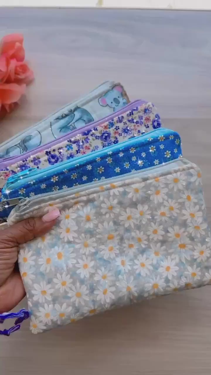 zipper pouch wristlets, quilted pouch handmade, small purse organizer,