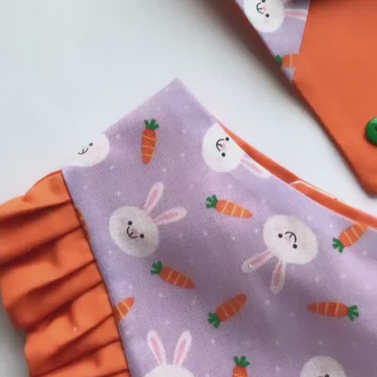 Easter Dog Bandana with Ruffles, Bunnies, and Matching Bow