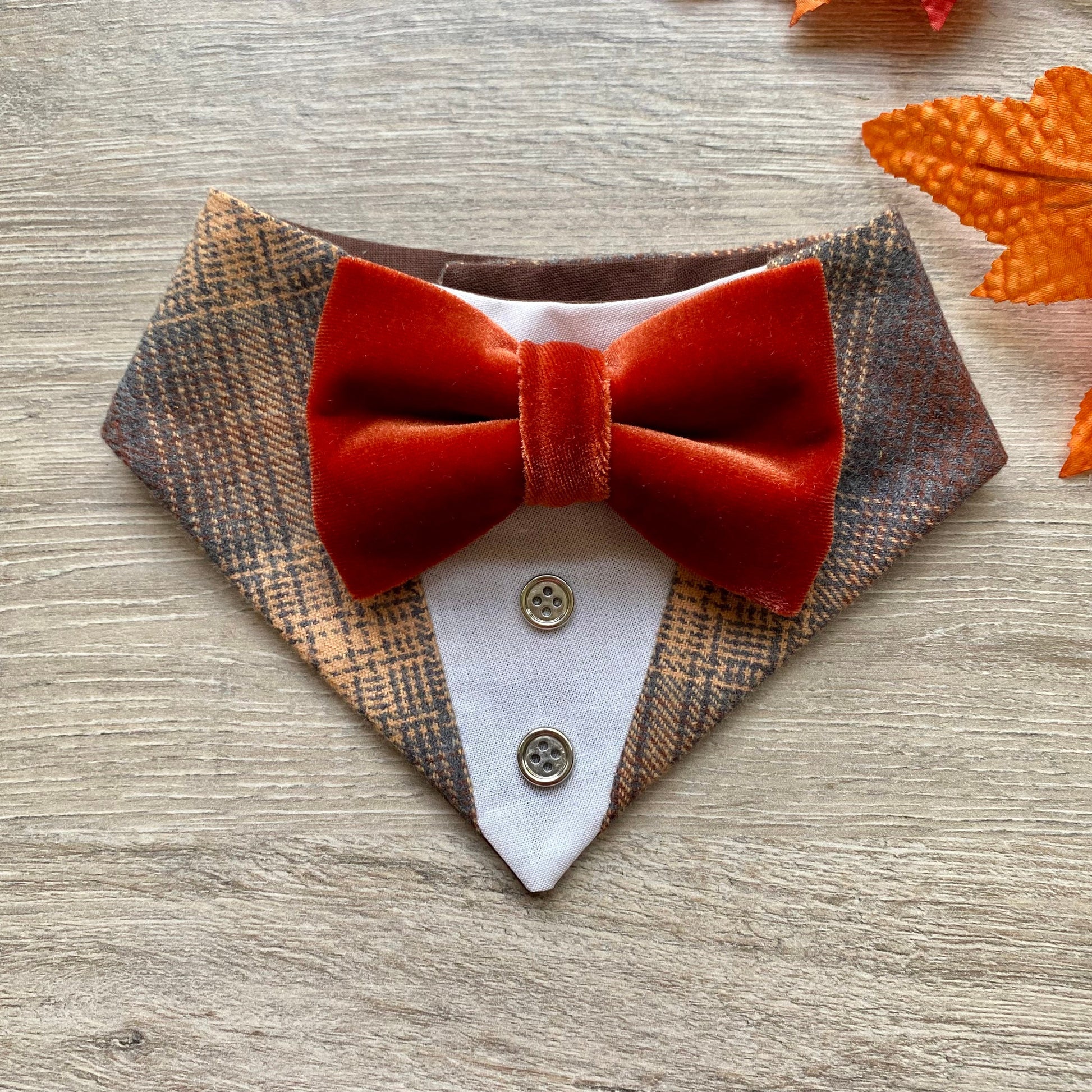 Fall Velvet Dog Tuxedo Bandana