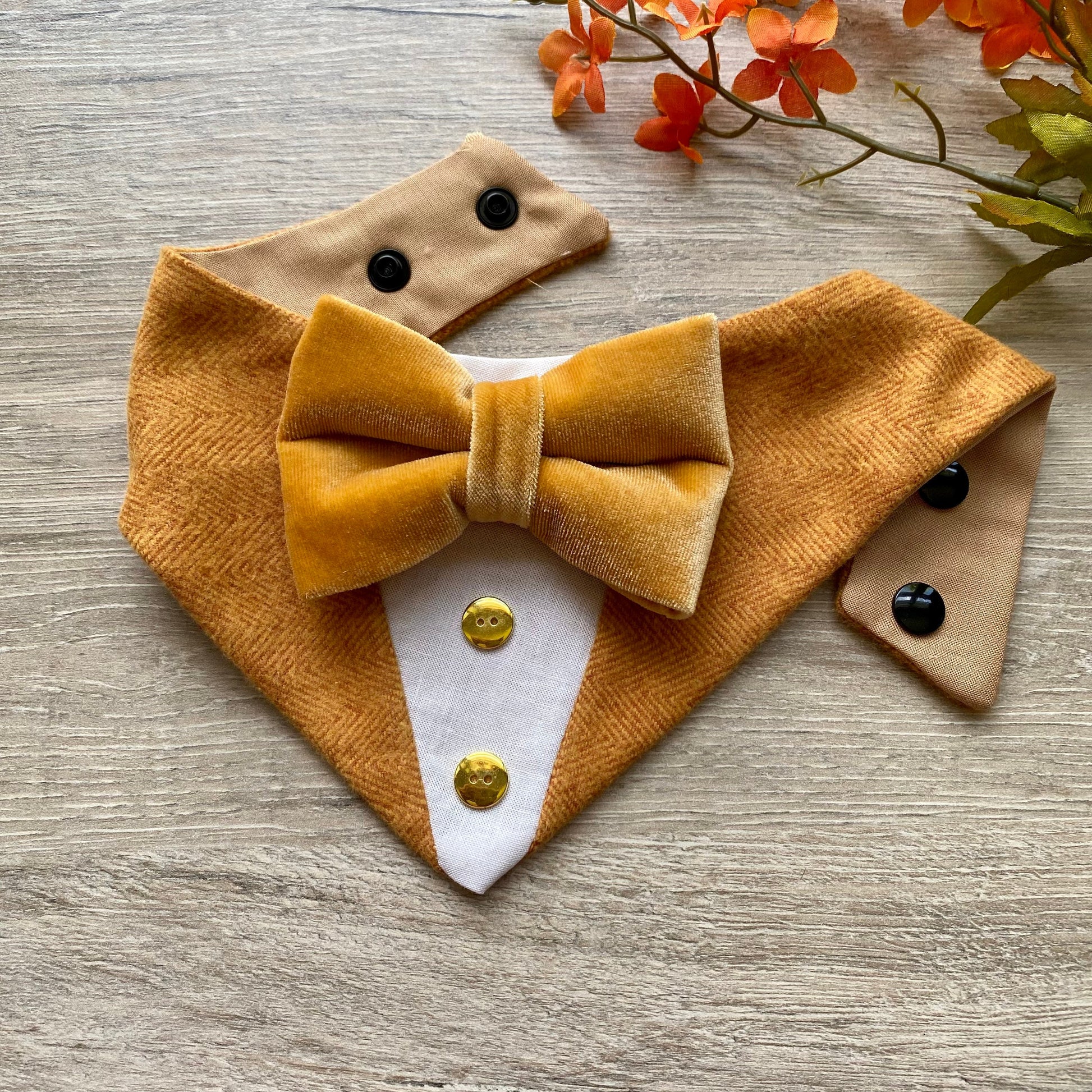 Fall Velvet Dog Tuxedo Bandana