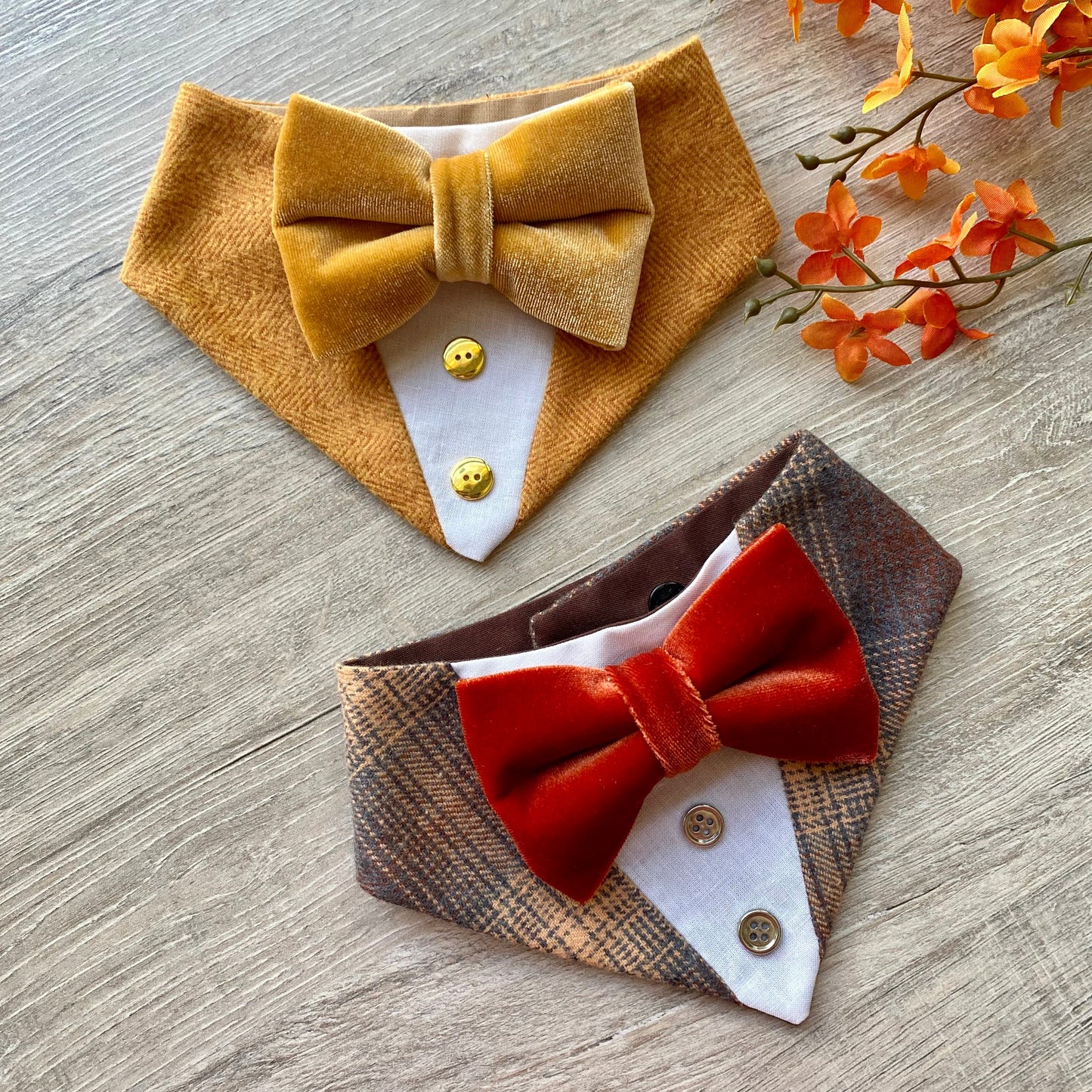 Fall Velvet Dog Tuxedo Bandana